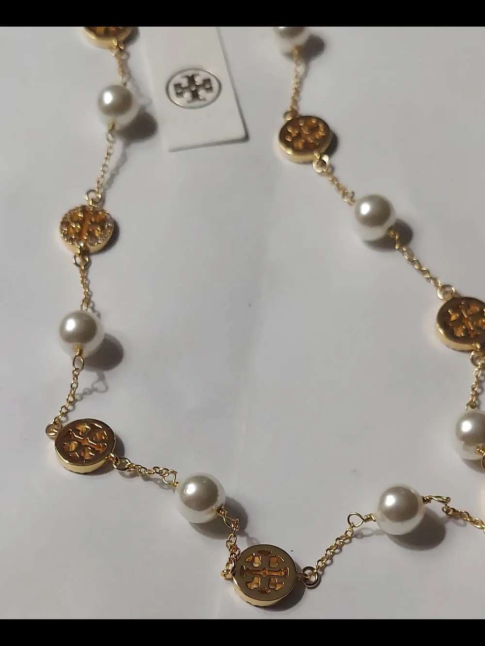 Tory Burch Gold-Tone Pearl Station Necklace